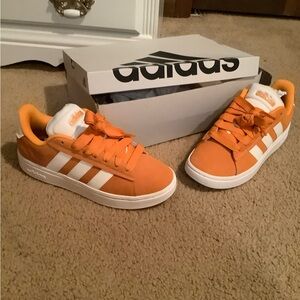 Adidas Women's Orange and White Sneakers